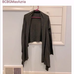 BBCBG MAX AZRIA grey silk cashmere wrap sweater, XS/small